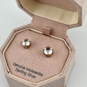 Moissanite Sterling Silver 925 Round Stud Earrings
