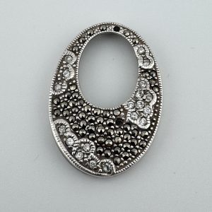 Oval Sterling Silver "O" CZ Pendant